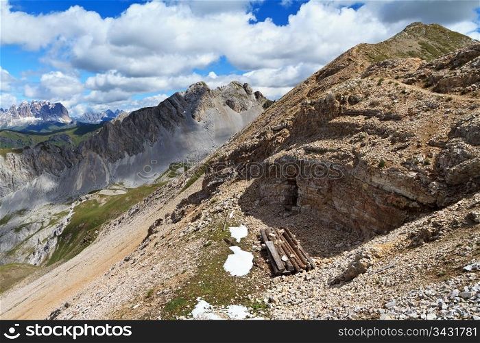 First world war location in mountain ridge, Italian Dolomites
