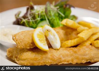 Fish and Chip with green salad