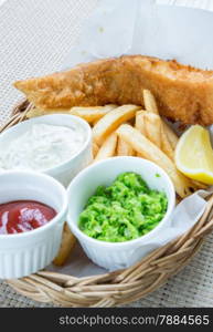 Fish and Chips with assorted sauce