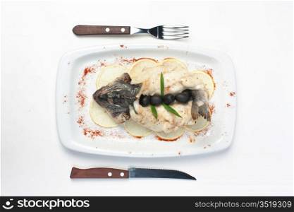 fish baked in pastry with olives