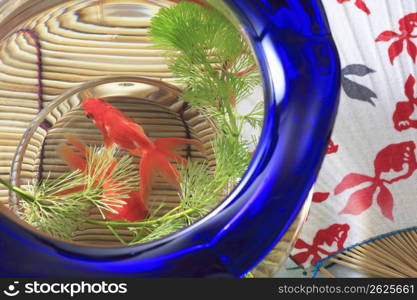 Fish bowl, Fan, Bamboo blind
