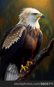 fish eagle on a dead tree branch