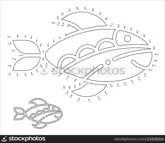 Fish Icon Dot To Dot, Fish Silhouette, Aquatic Craniate Animal Vector ...