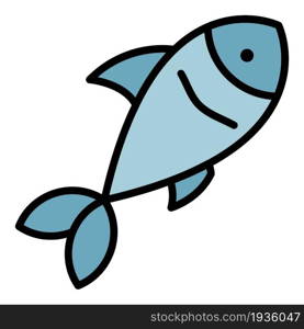 Fish icon. Outline fish vector icon color flat isolated. Fish icon color outline vector