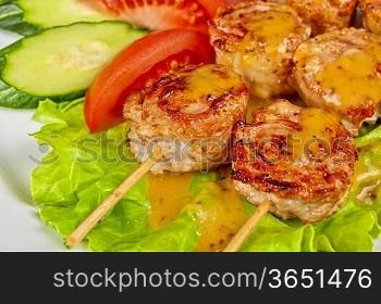 fish of meat chop with vegetable