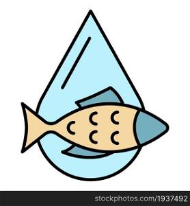 Fish oil drop icon. Outline fish oil drop vector icon color flat isolated. Fish oil drop icon color outline vector