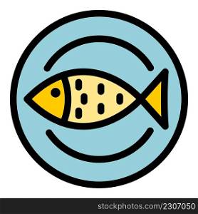 Fish plate icon. Outline fish plate vector icon color flat isolated. Fish plate icon color outline vector