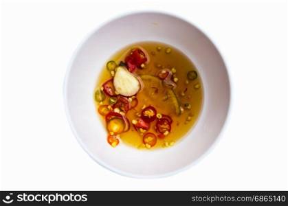 fish sause with chili for Asian traditional eat on white background