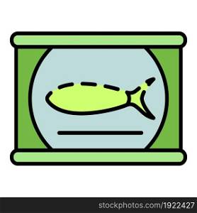 Fish tin can icon. Outline fish tin can vector icon color flat isolated on white. Fish tin can icon color outline vector