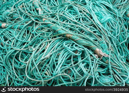 Fisher net background. Fisher net background of ropes made of green nylon