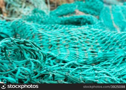 Fisher net background. Fisher net background of ropes made of green nylon