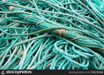 Fisher net background. Fisher net background of ropes made of green nylon