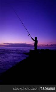 Fisherman at Sunset in Tenerife, Canary Island, Spain