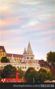 Fisherman bastion in Budapest, Hungary in the evening