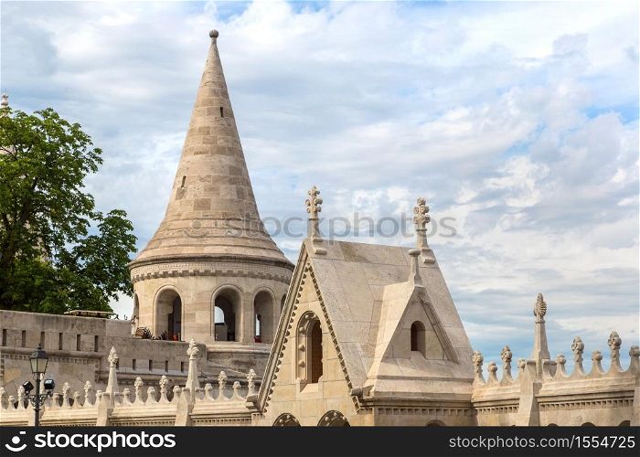 Fisherman bastion in Budapest in Hungary in a beautiful summer day
