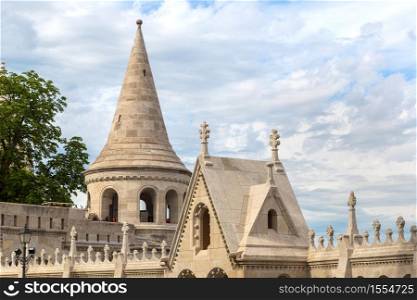 Fisherman bastion in Budapest in Hungary in a beautiful summer day