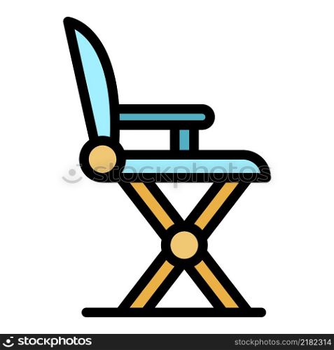 Fisherman chair icon. Outline fisherman chair vector icon color flat isolated. Fisherman chair icon color outline vector