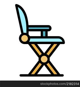 Fisherman chair icon. Outline fisherman chair vector icon color flat isolated. Fisherman chair icon color outline vector