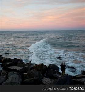 Fisherman on the Hamptons seashore