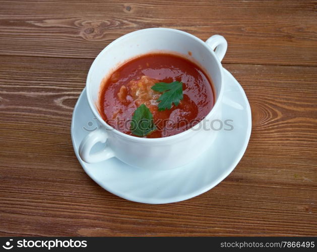 Fisherman&rsquo;s soup - halaszle originating as a dish of Hungarian cuisine,hot and spicy paprika fish soup