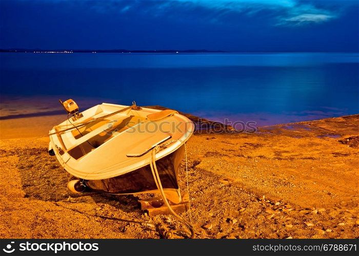 Fishermen boat by the sea evening view, Zadar, Croatia
