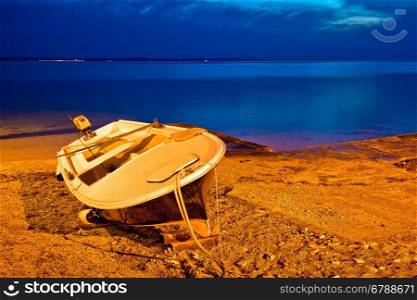 Fishermen boat by the sea evening view, Zadar, Croatia