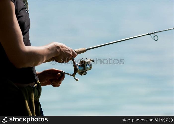 Fishing at a beautiful summer day