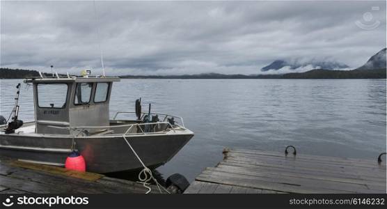 Fishing boat at dock, Pacific Rim National Park Reserve, Tofino, Vancouver Island, British Columbia, Canada