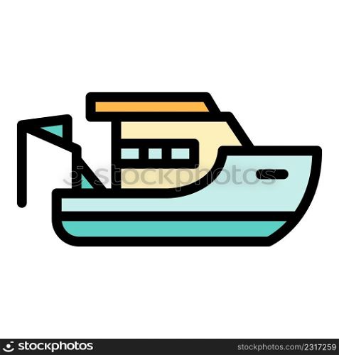Fishing boat crane icon. Outline fishing boat crane vector icon color flat isolated. Fishing boat crane icon color outline vector