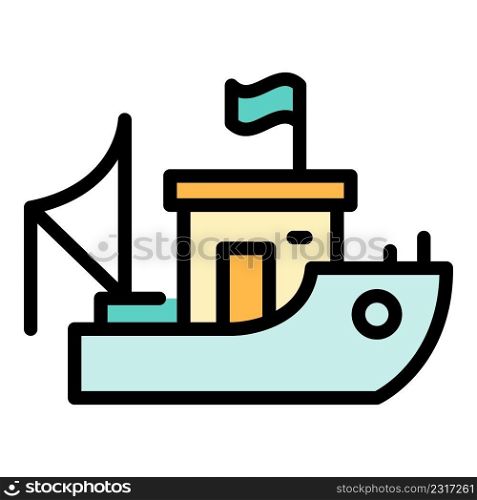 Fishing boat equipment icon. Outline fishing boat equipment vector icon color flat isolated. Fishing boat equipment icon color outline vector