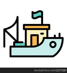 Fishing boat equipment icon. Outline fishing boat equipment vector icon color flat isolated. Fishing boat equipment icon color outline vector