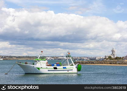 Fishing-boat in the Guadiana River between spain and portugal