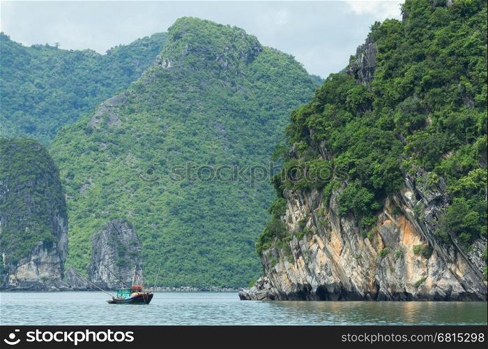Fishing boat in the Ha Long Bay, Vietnam