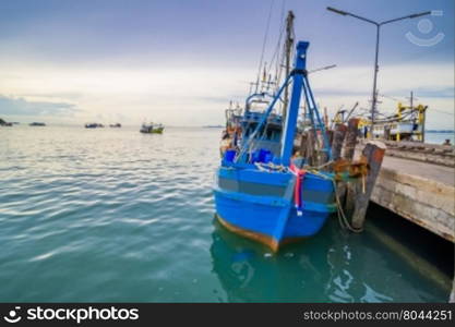 Fishing boat is out fishing. Fishermen is a career that has been popular in the seaside city of Thailand.