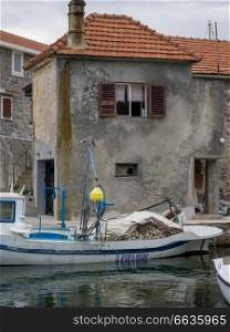 Fishing boat moored, Karce, Trivet, Montenegro