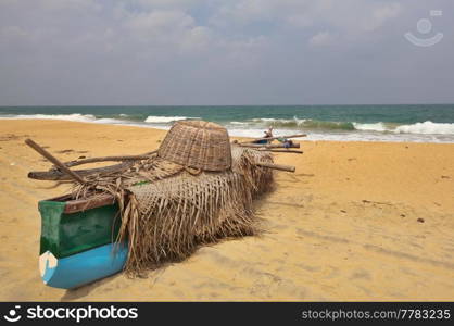 Fishing boat on the beach in Sri Lanka