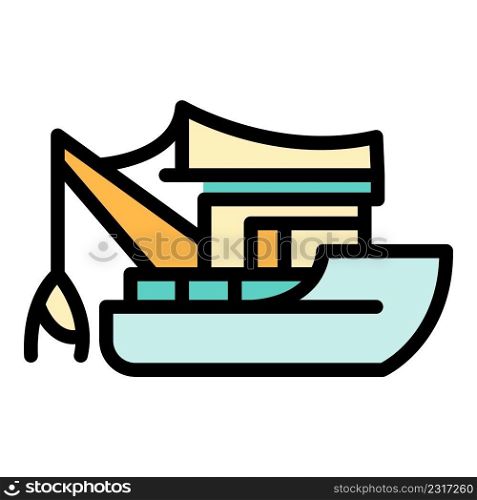 Fishing boat tools icon. Outline fishing boat tools vector icon color flat isolated. Fishing boat tools icon color outline vector