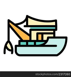 Fishing boat tools icon. Outline fishing boat tools vector icon color flat isolated. Fishing boat tools icon color outline vector