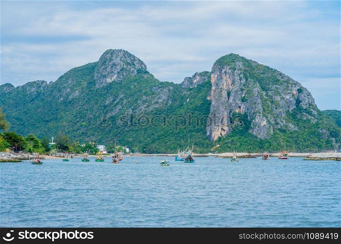 Fishing boats are parked in the Khlong Wan area. Prachuap Khiri Khan