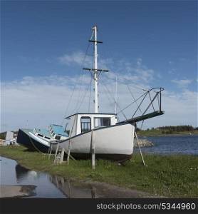 Fishing boats at Main-a-Dieu Harbour, Cape Breton Island, Nova Scotia, Canada