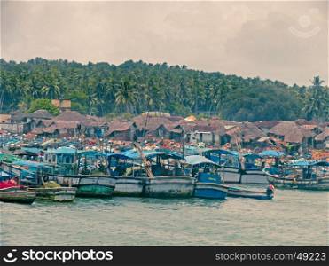 Fishing boats at Vizhinjam harbor, Trivandrum, Kerala, India