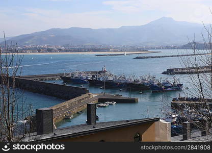 Fishing boats in a harbour