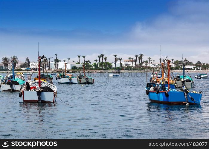 fishing boats in the ocean bay