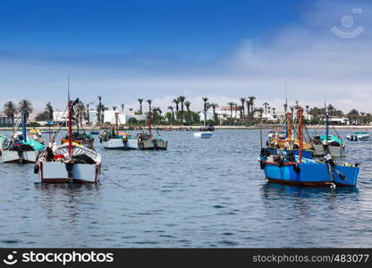 fishing boats in the ocean bay