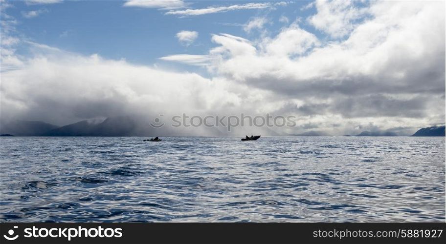 Fishing boats in the Pacific Ocean, Skeena-Queen Charlotte Regional District, Haida Gwaii, Graham Island, British Columbia, Canada