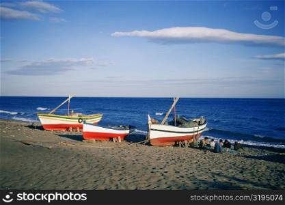 Fishing boats on the beach, Marbella, Andalusia, Spain