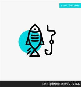 Fishing, Fish, Hook, Hunting turquoise highlight circle point Vector icon