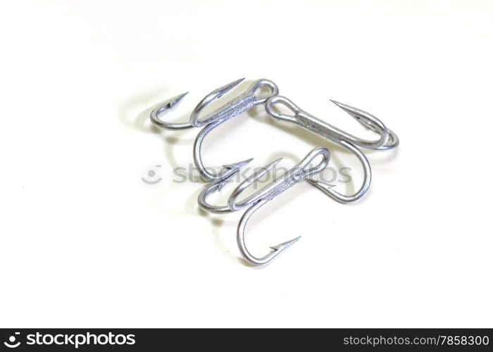 Fishing hook isolated on white background close up