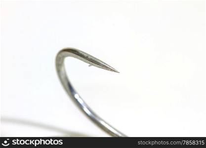 Fishing hook isolated on white background close up