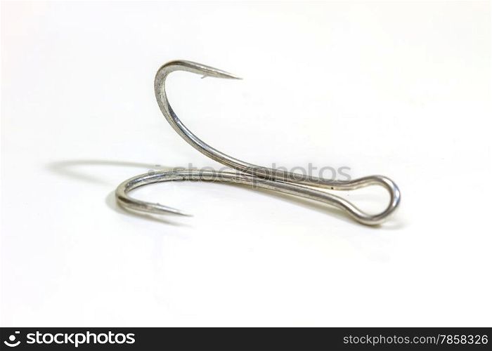Fishing hook isolated on white background close up